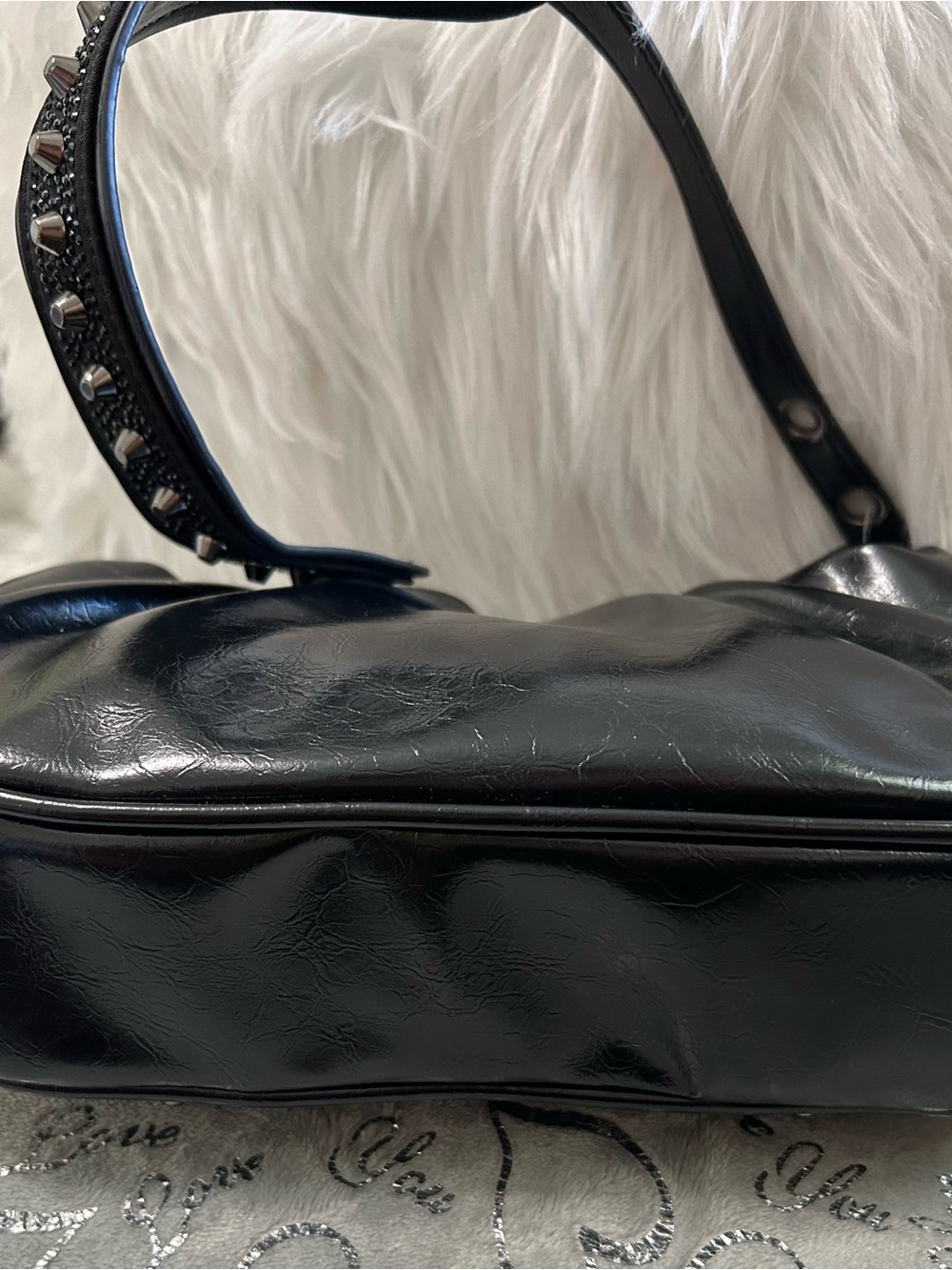 NWT Olivia Miller Black Studded Shoulder Bag with Sparkle - Picture 9 of 9